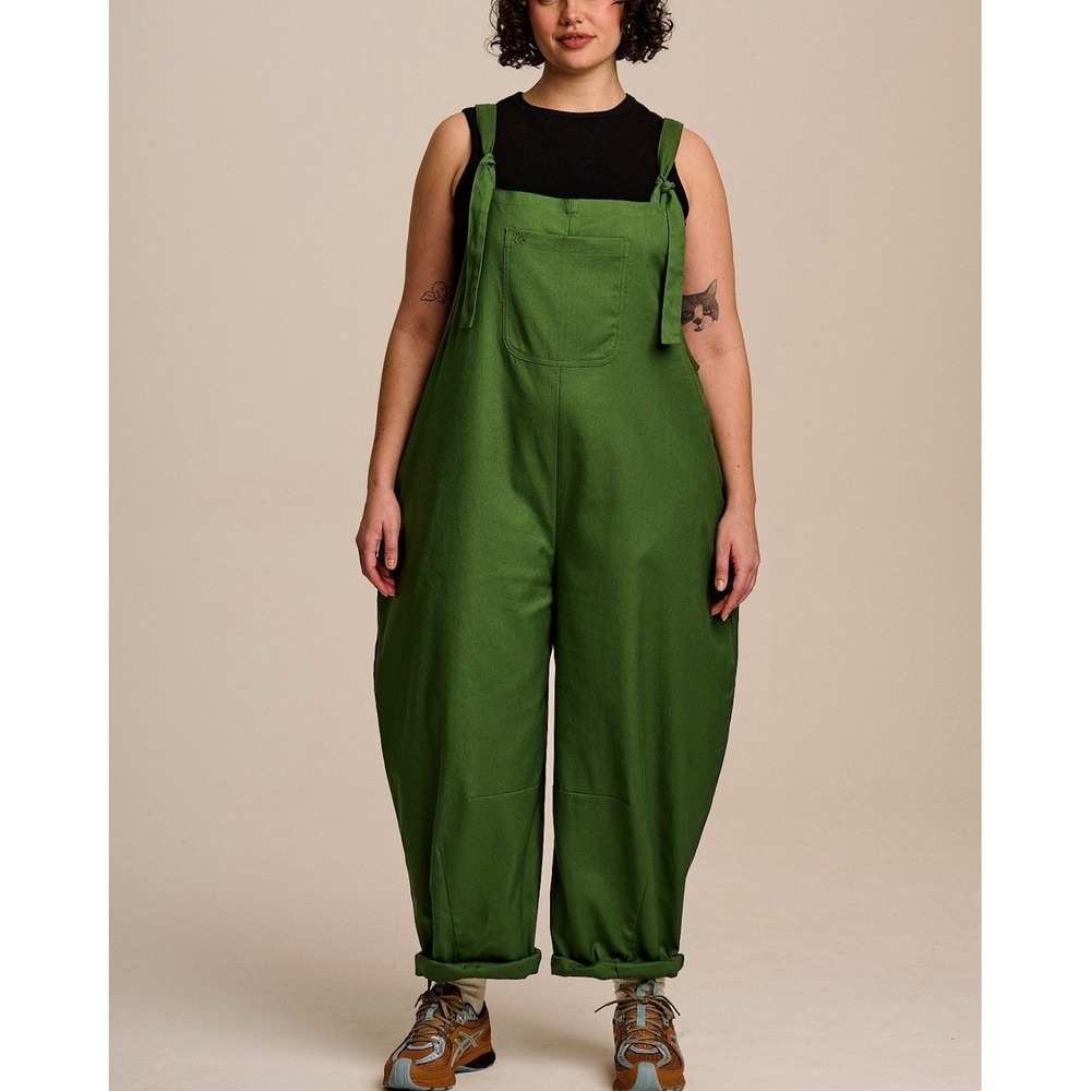 Lucy & Yak Green Barrel Leg Chula Overalls Dungarees 16 US 20 Uk Organic Cotton